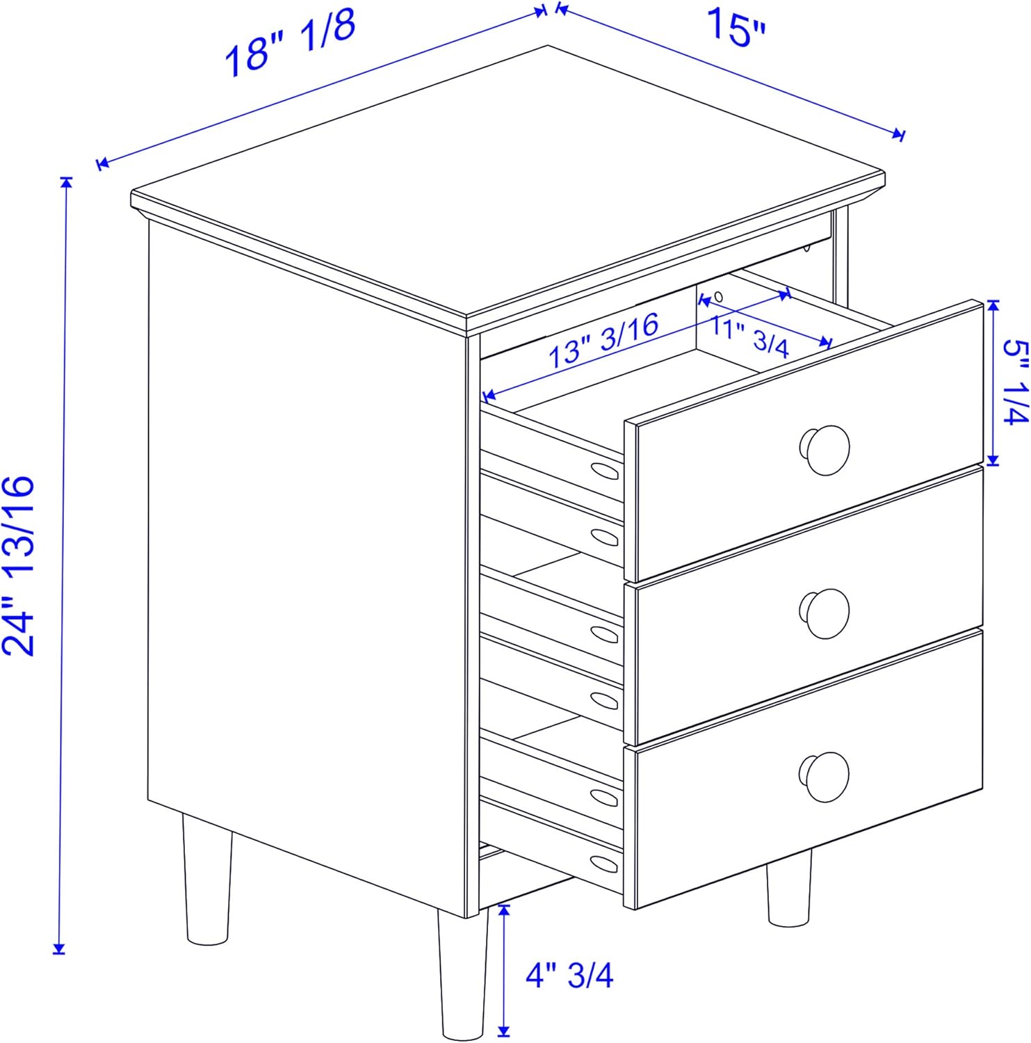 Walker Edison Furniture Company Traditional Wood 1 Nightstand Side Bedroom Storage Drawer and Shelf Bedside End Table, 18 Inch, Caramel Brown: Kitchen & Dining