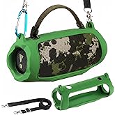 AONKE Silicone Protective Cover with Shoulder Strap, Compatible with JBL Charge 6 Portable Speaker (Green)