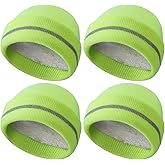 Suhine 4 Pack Men Hi Vis Winter Safety Hats Fleece Lined High Visibility Beanies with Reflective Stripes Hats for Outdoor