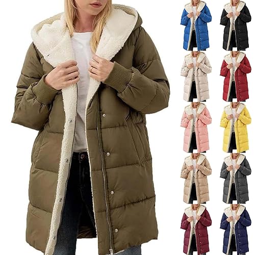 Women's Coats Fleece Jacket Women Winter Jackets for Women UK Puffer Padded Jackets Hooded Winter Quilted Jacket Womens Warm Coat Plus Size with Pockets Parka Trench Coats