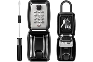 HUANLANG Key Lock Box for Outside, 12-Digit Combination Lock Box Waterproof Key Lockbox with Code,Key Hider Safe for Home Garage Office