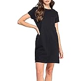 GREEN VOYAGE Women's GOTS Certified 100% Organic Cotton Slub Pocket Loose Fit T Shirt Dress
