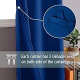 DWCN Blue Blackout Curtains 66 x 90 Inches with Tiebacks 2 Panels view 2