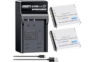 Li-ion Celeb Replacement Battery D-LI68 (2Pack) Batteries and Charger Kit Optio S10 Optio S12 Q10 3.7V、1400mAh Compatible wit