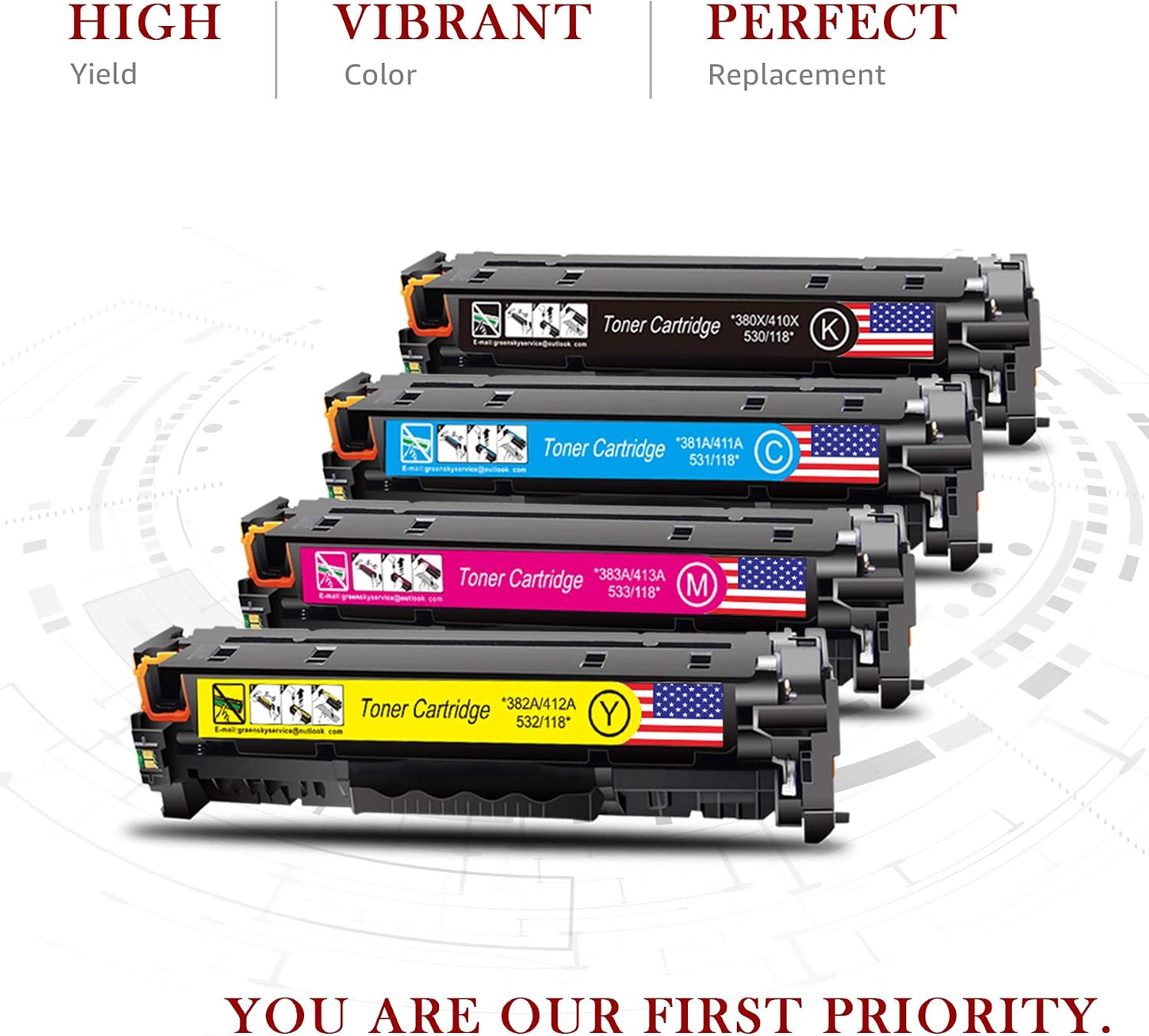 Toner Kingdom 305X Toner Cartridges Remanufactured for HP 305X CE410X 305A CE411A for HP LaserJet Pro 400 color M451dn M451nw M451dw MFP M475dw M475dn M375nw M351a (Black Cyan Yellow Magenta - Image 3