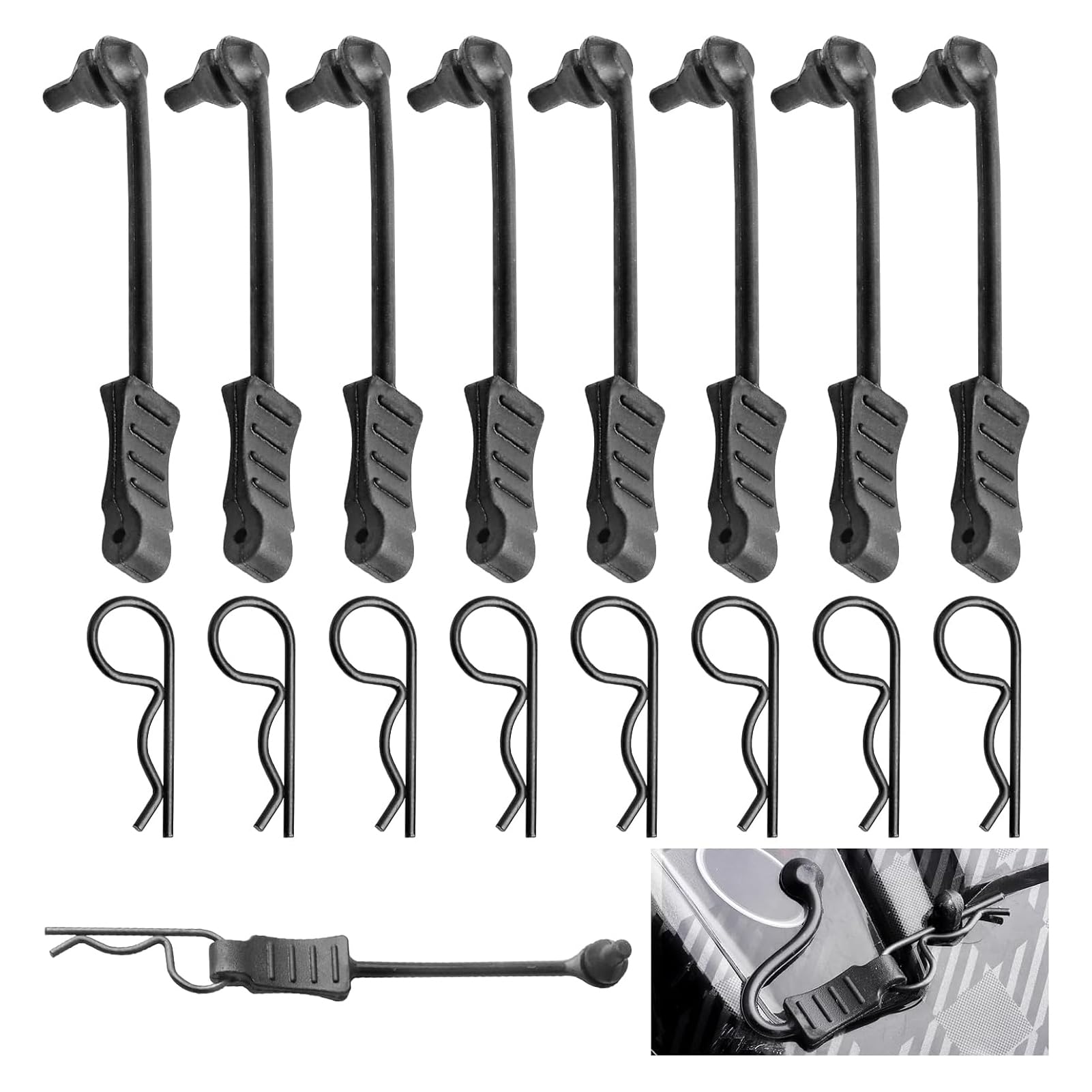 Photo 1 of 20pcs HobbyPark Universal RC Car Body Clips and Retainer for All 1/10 1/12 Scale Arrma Traxxas Axial SCX10 Losi Redcat HPI Exceed Scale Models Black Pins