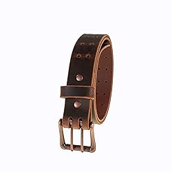 Men’s Classic Leather Belt, Double Prong Retro