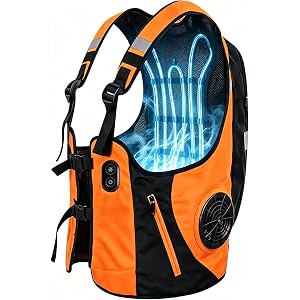 agreilduite Cooling Vest Ice Vest Wearable Air Conditioner - 2 Speed | USB Powered,Dual Cooling Jacket with Ice Pop Bags,One