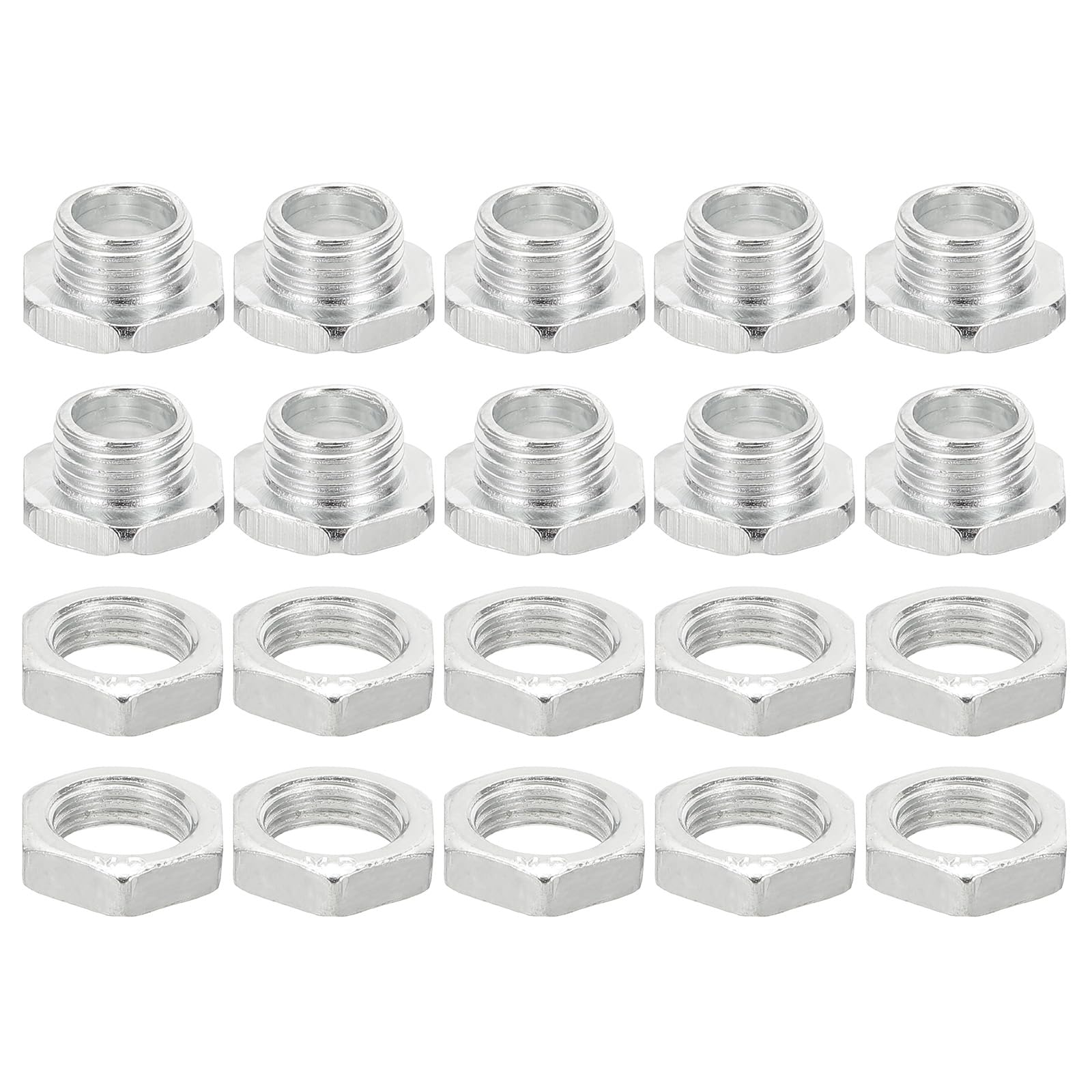 PATIKIL M10x8mm Hex Bolts and Nuts Kit, 10 Set Fine Thread Hollow Screws Assortment Hexagon Head Screw Through Hole Bolt Chandelier Fasteners