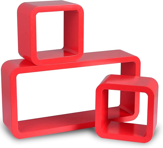 WOLTU 9212 Estante de Pared Juego de estantes Cubo de 3 estantes
