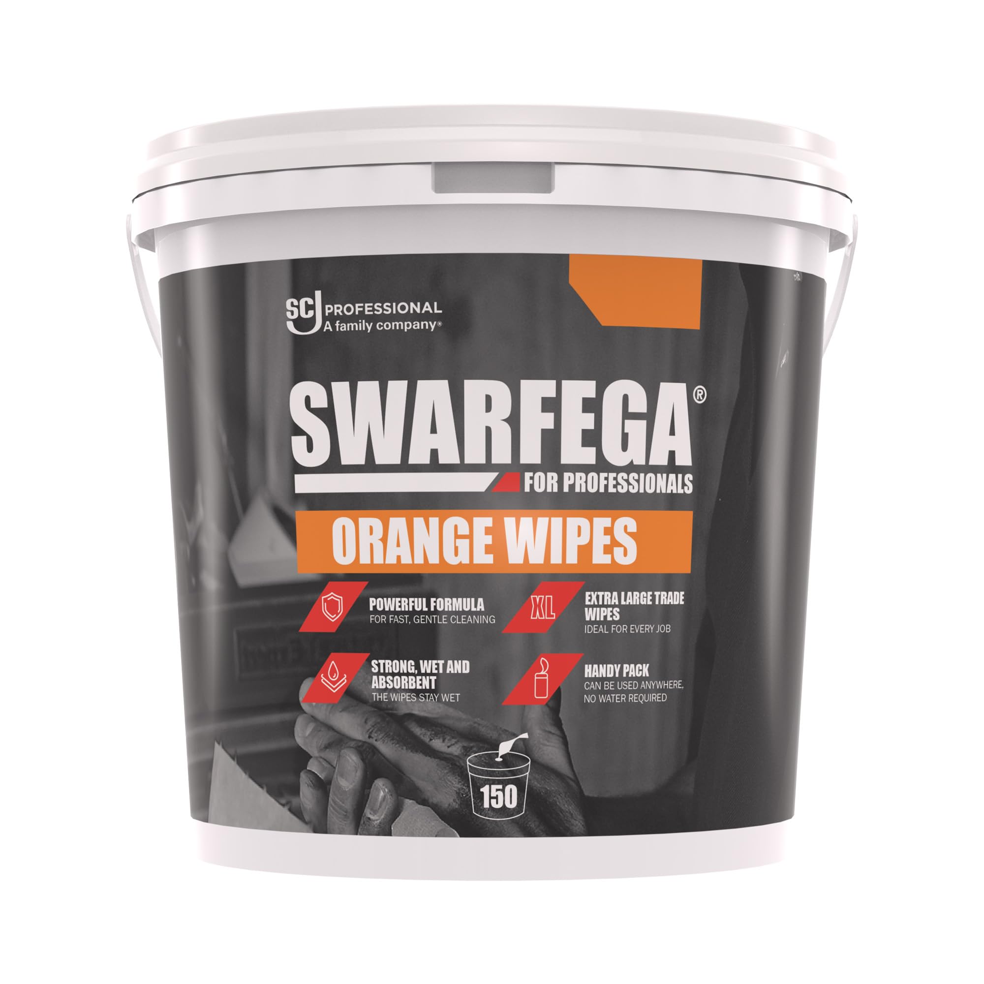 Swarfega Orange Hand Cleaning Wipes – Heavy Duty Degreasing Wipes for Oil, Grease & Dirt – Extra-Large – Solvent-Based – Silicone Free – 150 – Packaging May Differ - For Professional Use Only