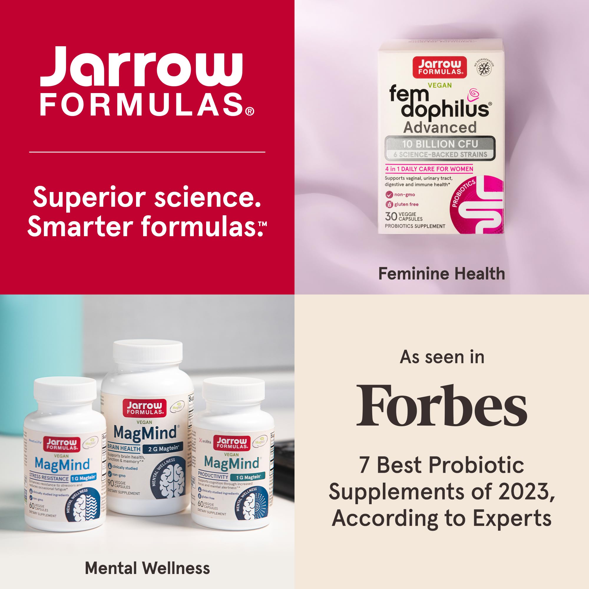 Jarrow Formulas Fem-Dophilus - 1 Billion Organisms Per Serving - 30 Veggie Capsules - Women’s Probiotic - Urinary Tract Health - Up to 30 Servings