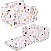 MOMCAYWEX Kids Sofa, 2-in-1 Flip-Out Foam Couch, Foldable Soft Play Lounge Chair, White