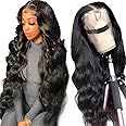 200% Density 13x6 HD Body Wave Lace Front Wigs Human Hair 24 Inch Pre Plucked Wear and Go Glueless Lace Frontal Wigs Human Hair for Black Women Natural Hairline with Baby Hair