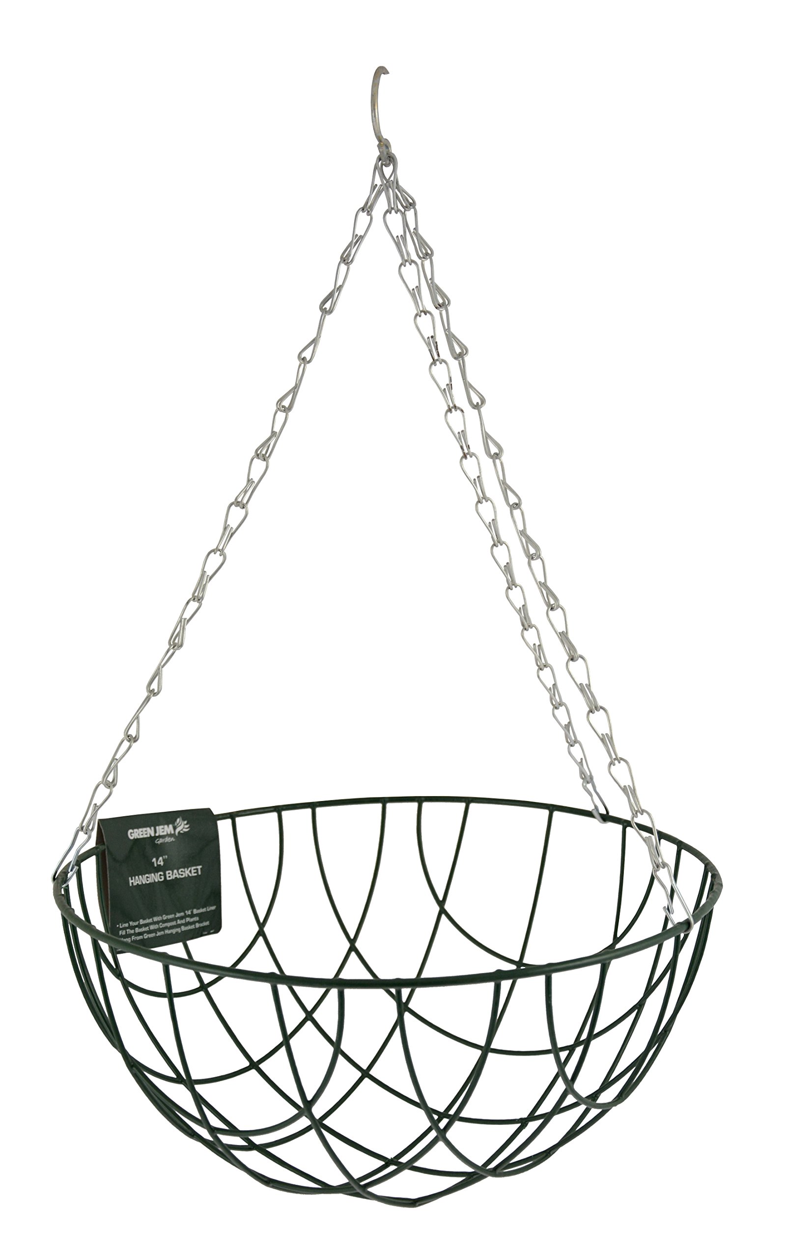 Green Jem Hanging Basket, Green, 14 Inch