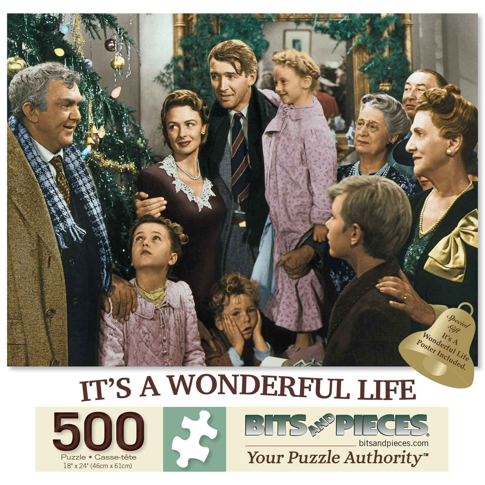 Bits and Pieces – Large 500 Piece Jigsaw Puzzle for Adults – ‘It's A Wonderful Life’ - Christmas Classic, Completed Puzzle Size: 18" x 24"