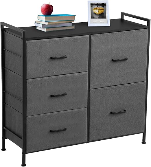 Amazon Com Kingso Fabric 5 Drawer Dresser Storage Tower Organizer