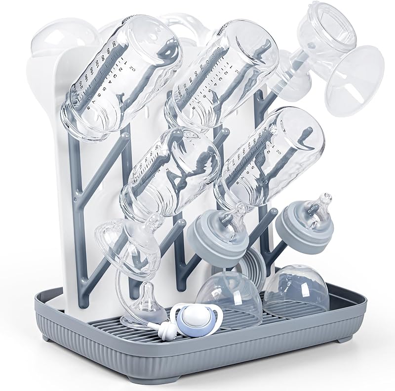 Termichy Baby Bottle Drying Rack Large Vertical Space Saving Gray