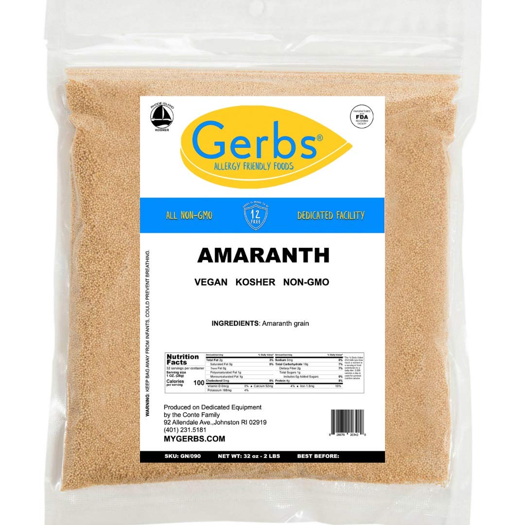 GERBS Amaranth Grain, 32 ounce Bag, Top 14 Food Allergen Free, Non GMO