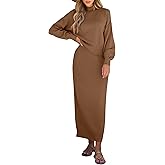 Caracilia 2 Piece Skirt Set for Women Sweater Dress Long Sleeve Oversized Tops Matching Maxi Skirts 2025 Fall Outfits Clothes