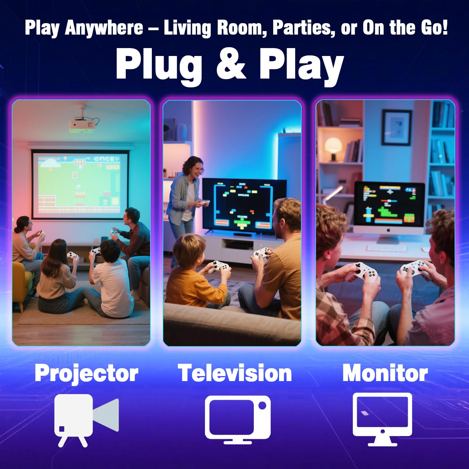 Upgrade Retro Game Stick Pro, Wireless Retro Gaming Console with 40000+ Games, Built-in 38 Game Emulators, Plug and Play Video Games for TV, 4K, Retro Game Console with Dual 2.4G Controllers (64G)