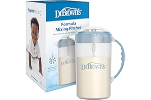 Dr. Brown's Baby Formula Mixing Pitcher with Adjustable Stopper, Locking Lid, & No Drip Spout, 32oz, BPA Free, Blue