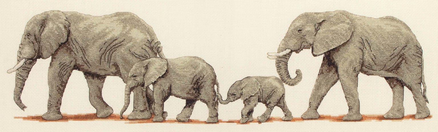 Anchor PCE732 Cross Stitch Kit: Elephant Stroll, Multi, 14 x 47cm