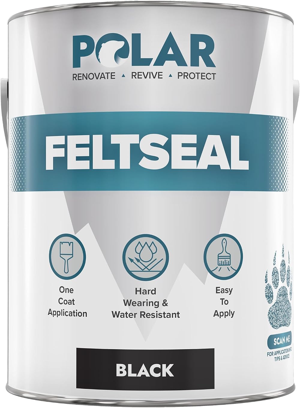 Polar FeltSeal 2.5L Black Waterproof Felt Sealant for Roofs One-Coat Repair