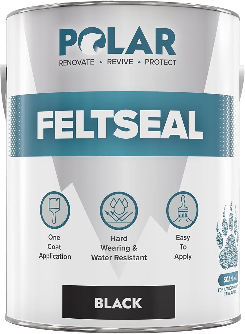 Polar FeltSeal 2.5L Black Waterproof Felt Sealant for Roofs One-Coat Repair