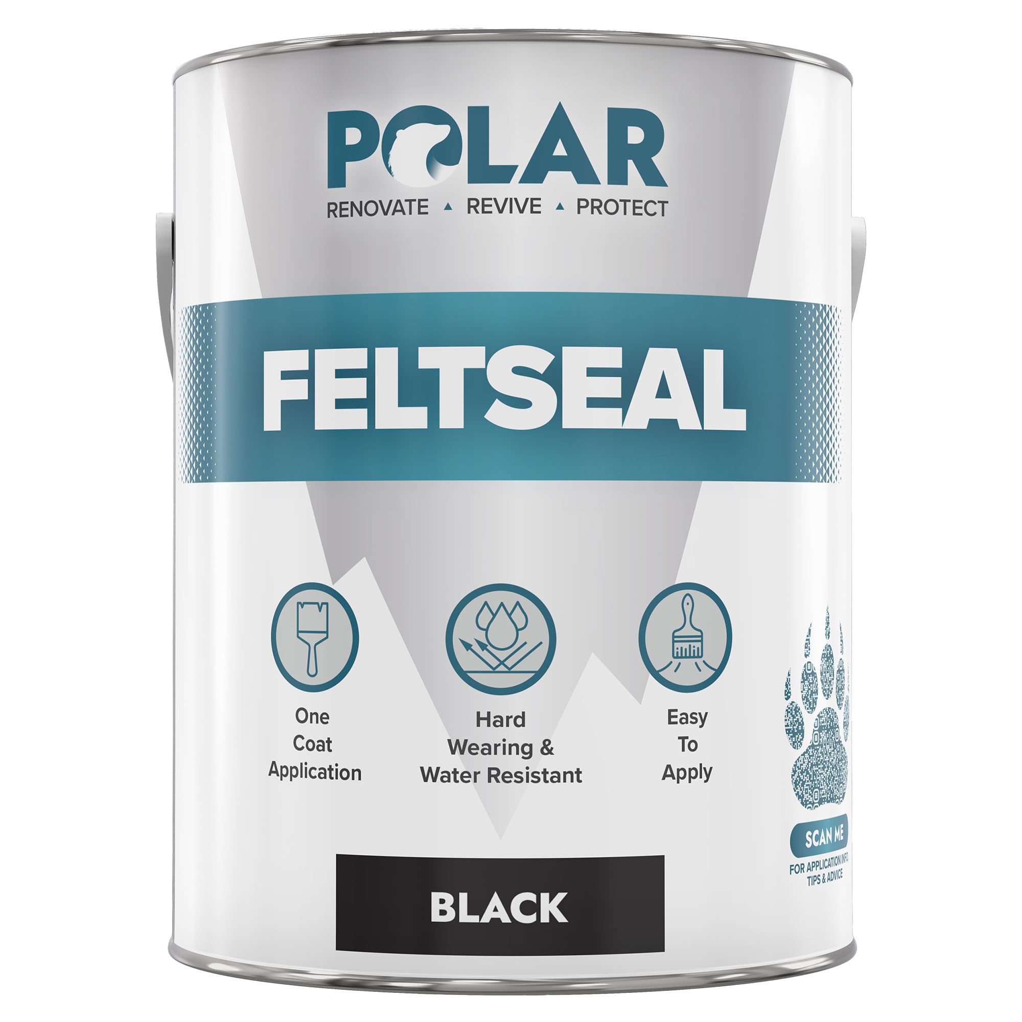 Polar Felt Seal - 2.5L, Black - Waterproof Felt Sealant for Shed Roofs & Garage Roofs - One-Coat Repair - Prevent and Stop Leaks & Cracks - No Primer Needed