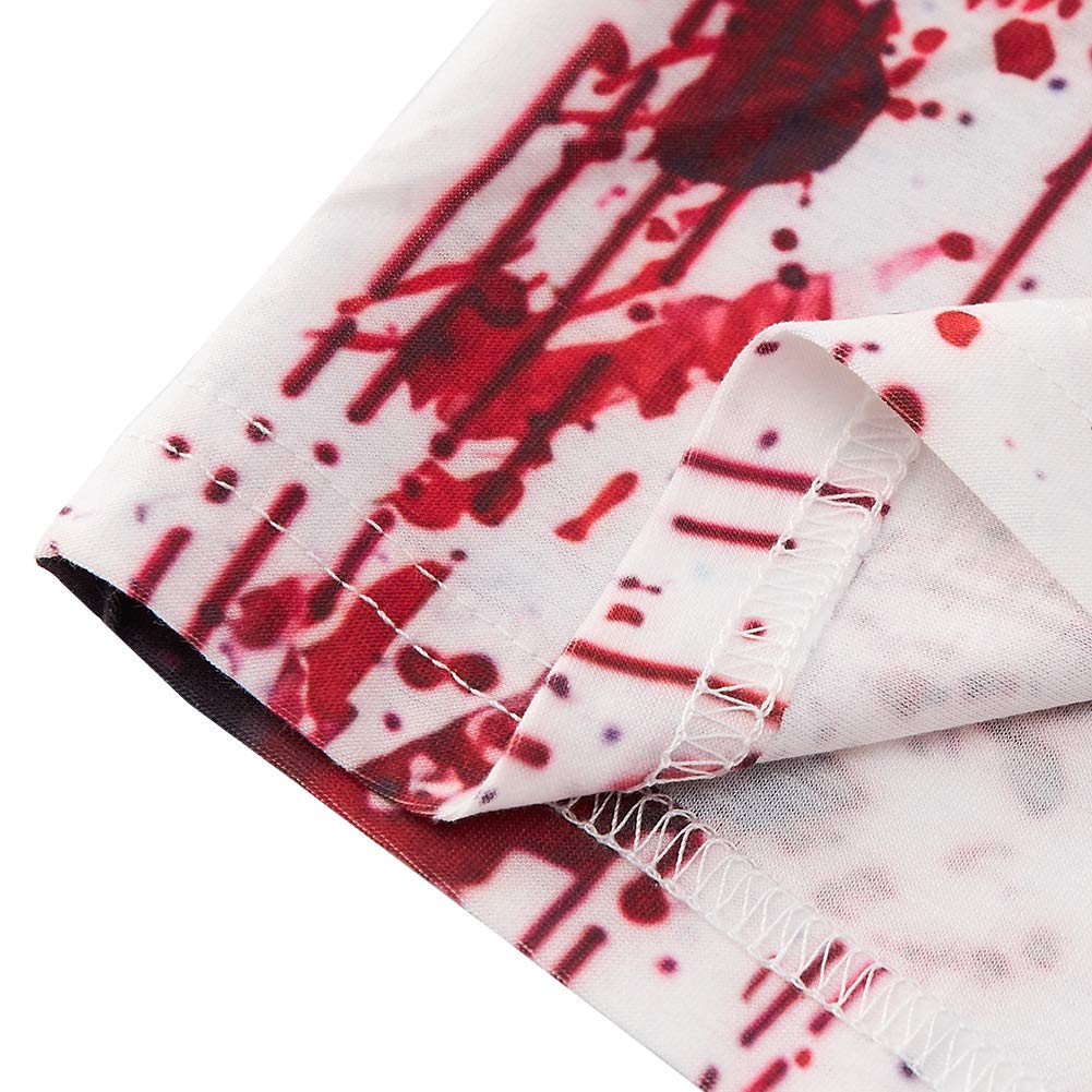 Kids Boys T-Shirts Blood Graphic Printed Funny Halloween Shirts Short Sleeve Tops Classical Round Neck Tees Birthday for 6-8 Years Old