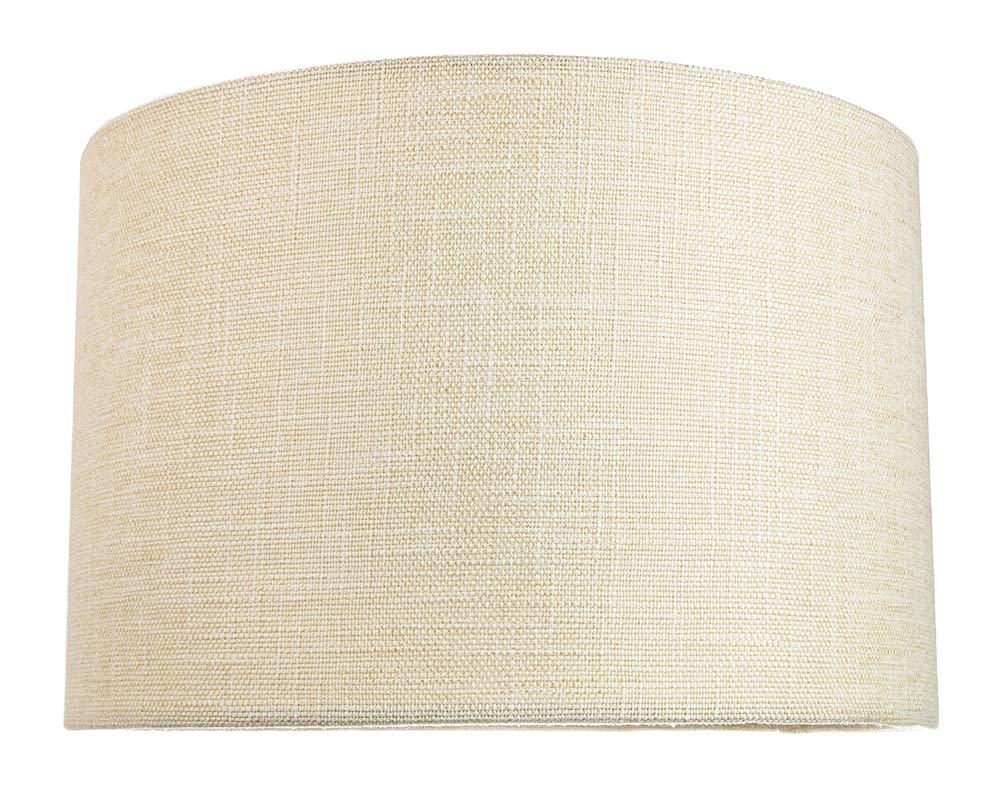 Contemporary and Sleek 12 Inch Cream Linen Fabric Drum Lamp Shade 60w Maximum | 30cm Diameter | for Table Lamp or Pendant by Happy Homewares