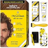 Reusable Hair & Beard Dye for Men – Auburn | Up to 5 Uses, 7 Minutes | Natural Gray Coverage, No-Drip Cream with SkinArmour® – Cleverman