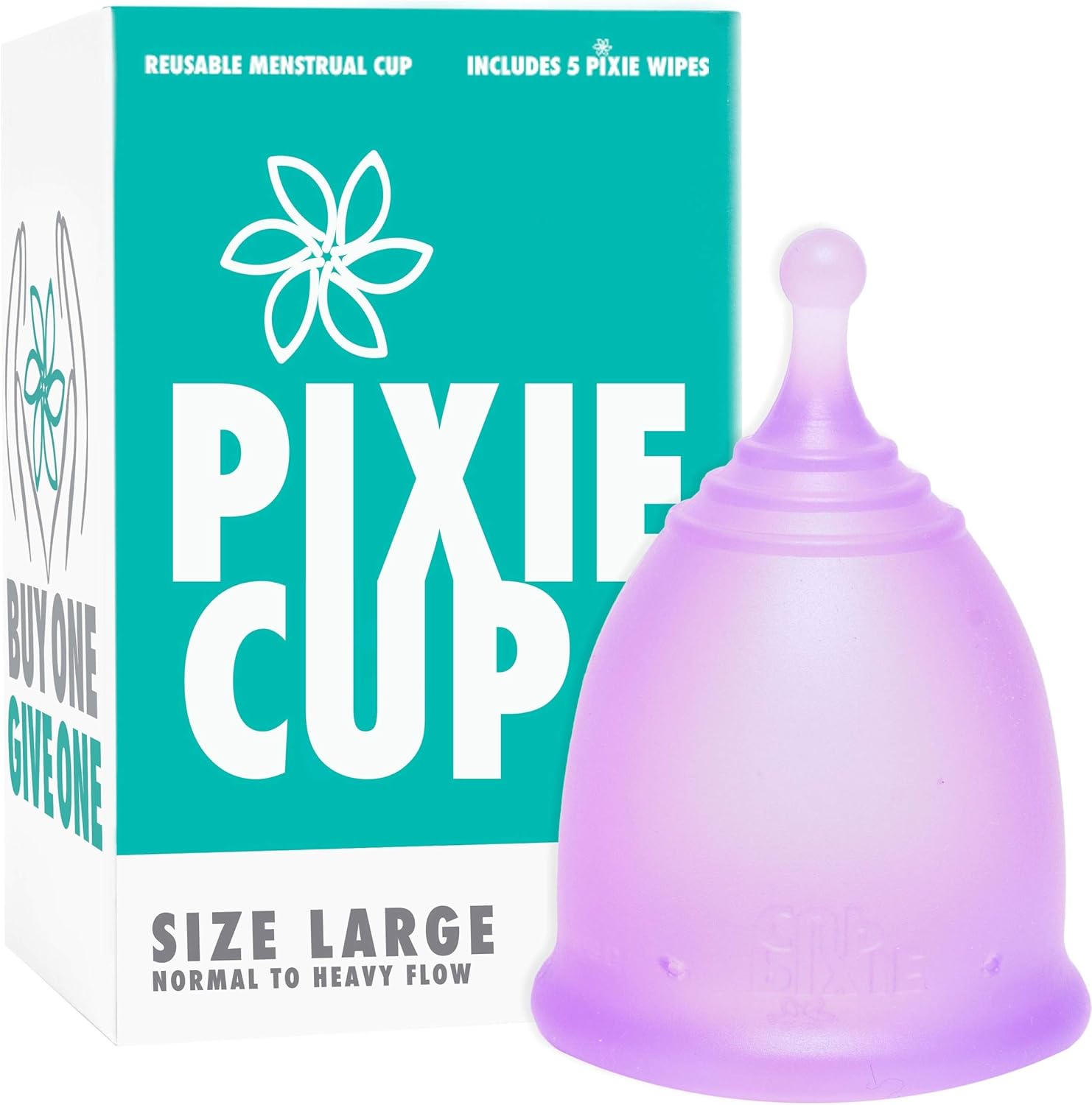 Pixie Menstrual Cup - Ranked 1 for Most Comfortable Reusable Period Cup and Best Removal Stem - Tampon and Pad Alternative - Every Cup Purchased One is Given to a Woman in Need! (Large): Health & Personal Care