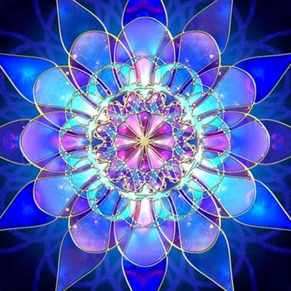 5D Diamond Painting by Number Kits,Full Drill Crystal Rhinestone Embroidery Pictures Arts Craft for Home Wall Decoration Multicolor Flower 11.8×11.8Inches