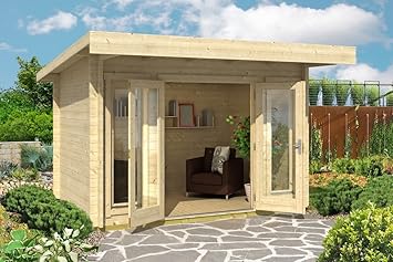 Gartenhaus G167 Inkl Fussboden 44 Mm Blockbohlenhaus Grundflache 7 90 M Pultdach Amazon De Baumarkt