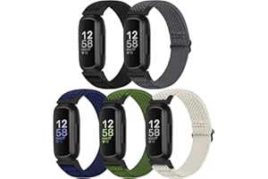 Bcuckood Compatible with Fitbit Inspire 3/Inpsire 2/Inspire/Inpsire HR/Ace 2/Ace 3 Bands, Elastic Adjustable Replacement Wristband Women Men Kids Stretchy Soft Sport Nylon Loop Straps