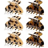 WILLBOND 6 Pieces Medium Hair Claw Clips for Thin Hair 2.6 Inch Tortoise Shell Clip Banana Jaw Hairpin French Style Barrettes Head Accessories for Women Girls(Vivid Patterns)
