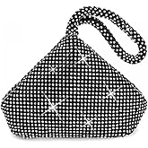 VISTATROY Women's Evening Bag Sparkly Rhinestone Purse Triangle Designer Chain Clutch Purse Bag Party Prom Wedding Purse