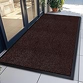 71" x 48" (6' x 4') Extra Large Heavy Duty Front Door Mat | Indoor Outdoor Commercial Entryway Rug | Non-Slip Rubber Backing | Low-Profile Welcome Mat | Durable for High Traffic Areas, Brown