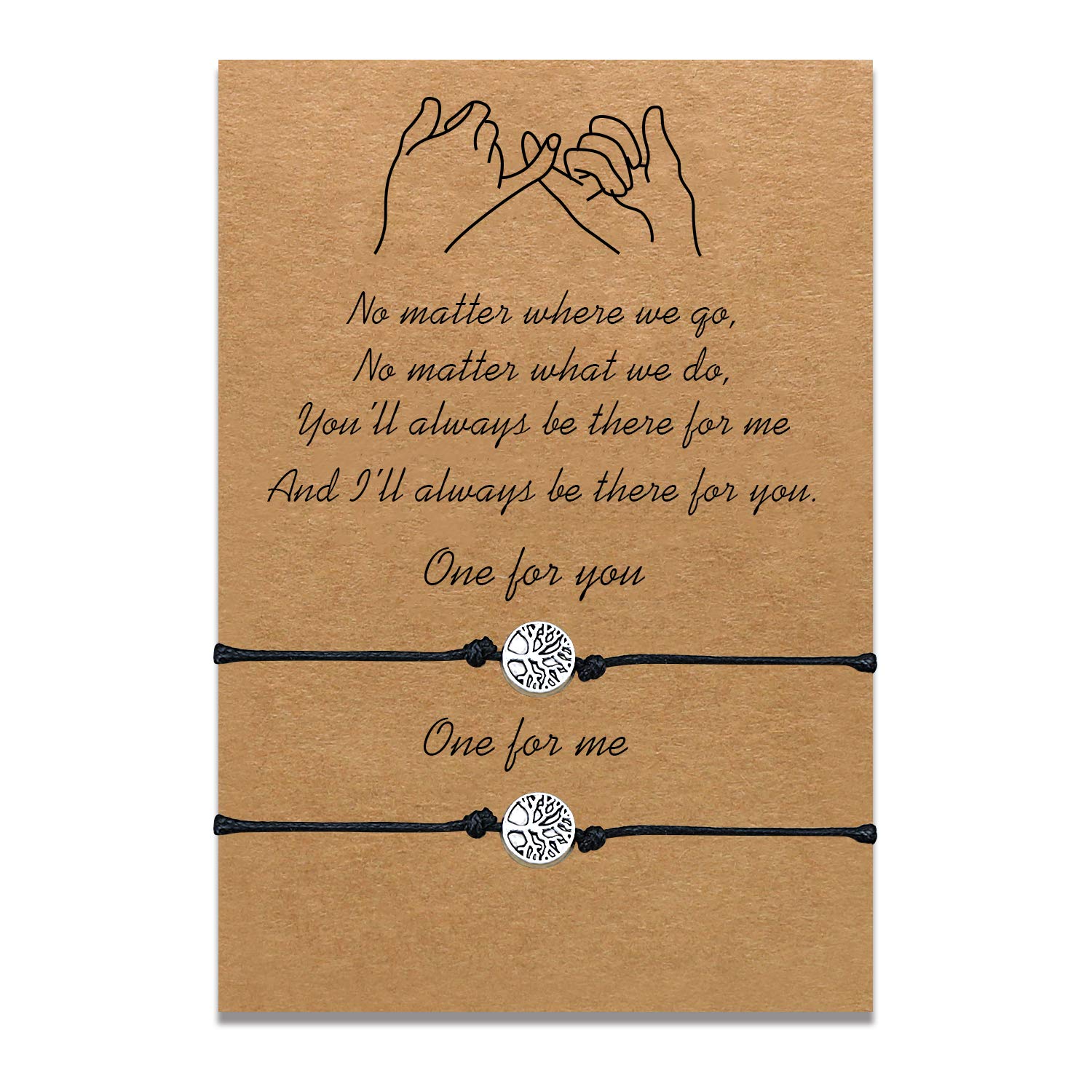 Mother Daughter Bracelets Set Matching Cord String Bracelet Gift from Mom to Daughter Relationship Handmade Wish Jewellery for Women Girls (2pcs LifeTree) — image 1