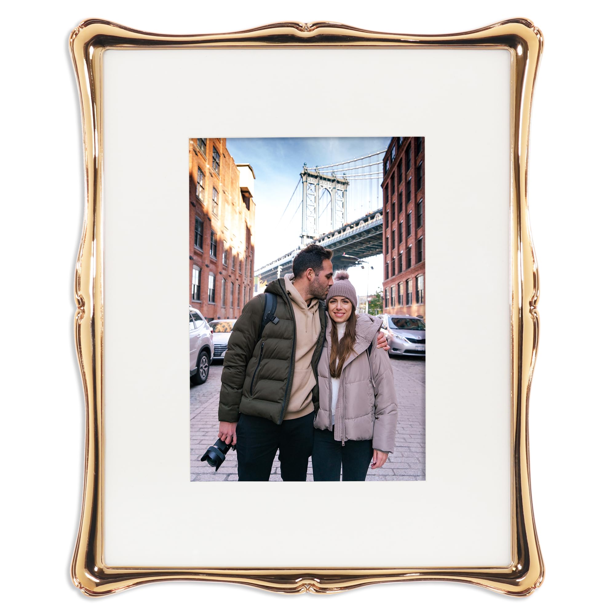 Lawrence Frames Metal Frame, Romance, Gold, 8x10, Matted 5x7 Image Lawrence Frames Metal Frame, Romance, Gold, 8x10, Matted 5x7 Image