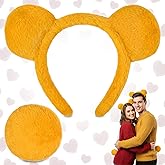 Yellow Bear Ears Headband and Tail – Soft Lightweight Costume Set for Adults, Great for Parties, Festivals & Cosplay Events, Cute Christmas Gift Idea & Charming Holiday Accessory for Fun Celebrations