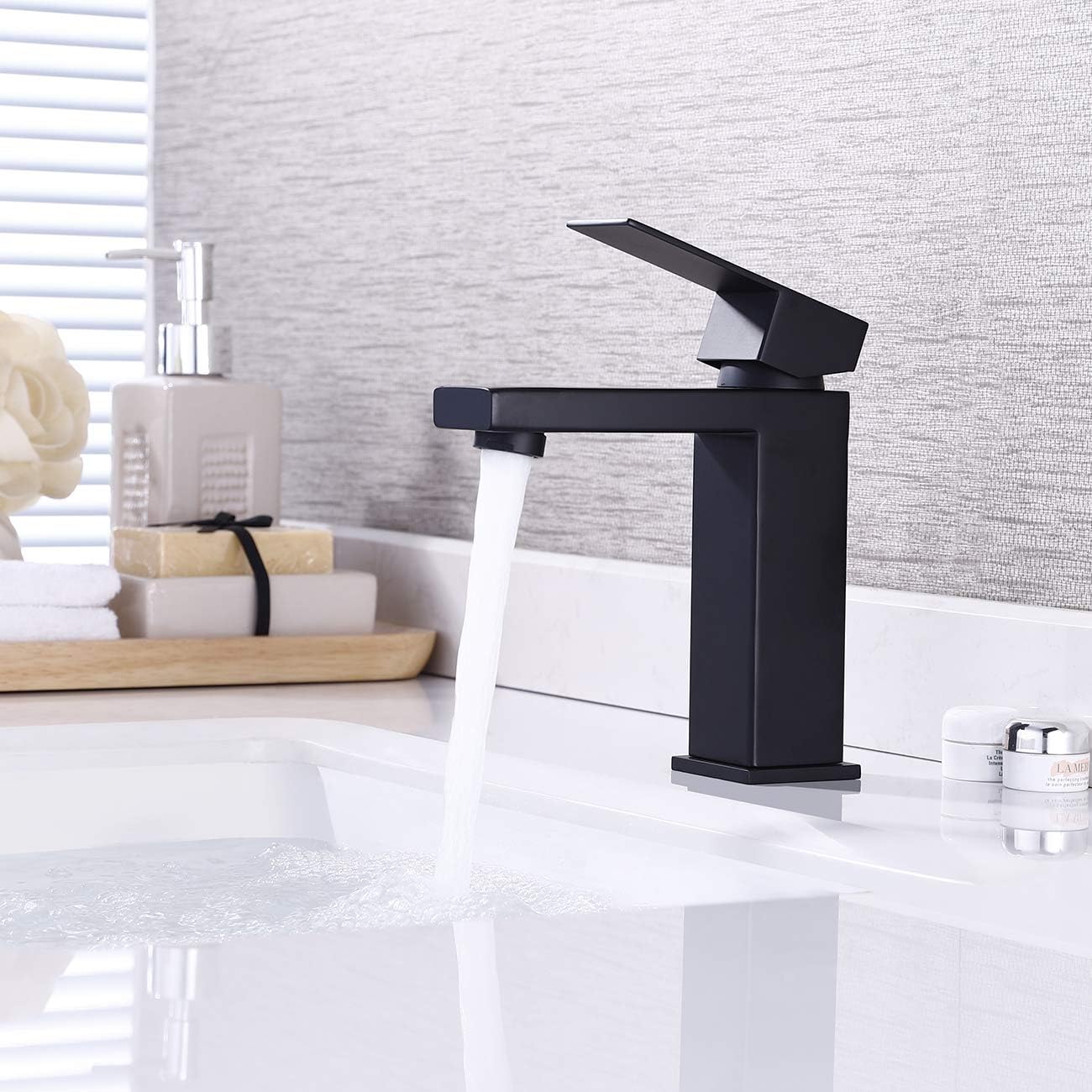 KES Black Bathroom Faucet Single Handle Type Stainless Steel Faucet Lavatory cUPC Certified Vanity Sink Faucet Matt Black, L3156ALF-BK - - 