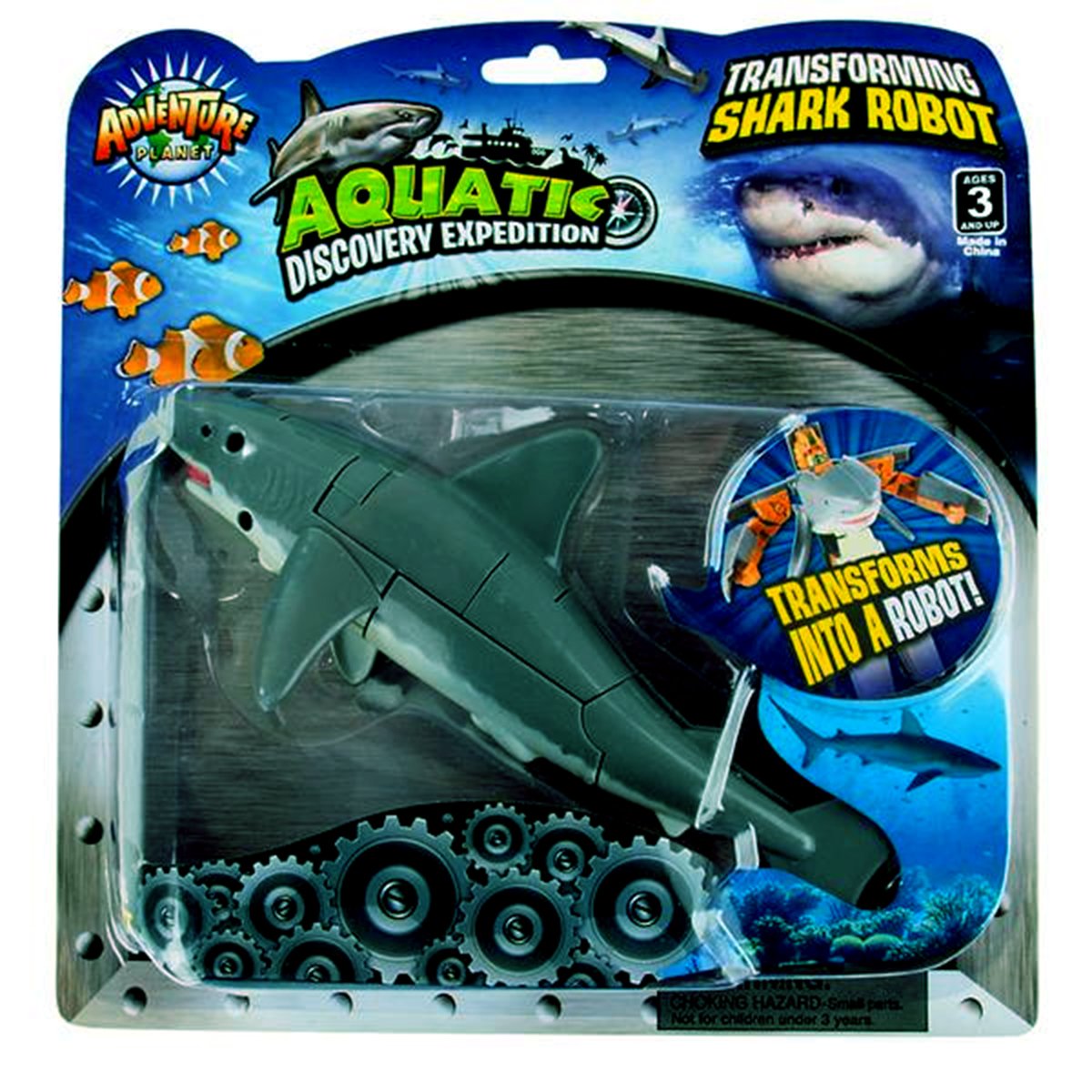 Aquatic Discovery Expedition Transforming Great White Shark to Robot Toy ~ 5" Action Figure ~ Great Gift for boys and girls!
