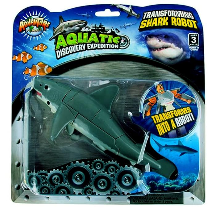 Aquatic Discovery Expedition Transforming Great White Shark to Robot Toy ~ 5" Action Figure ~ Great Gift for boys and girls!