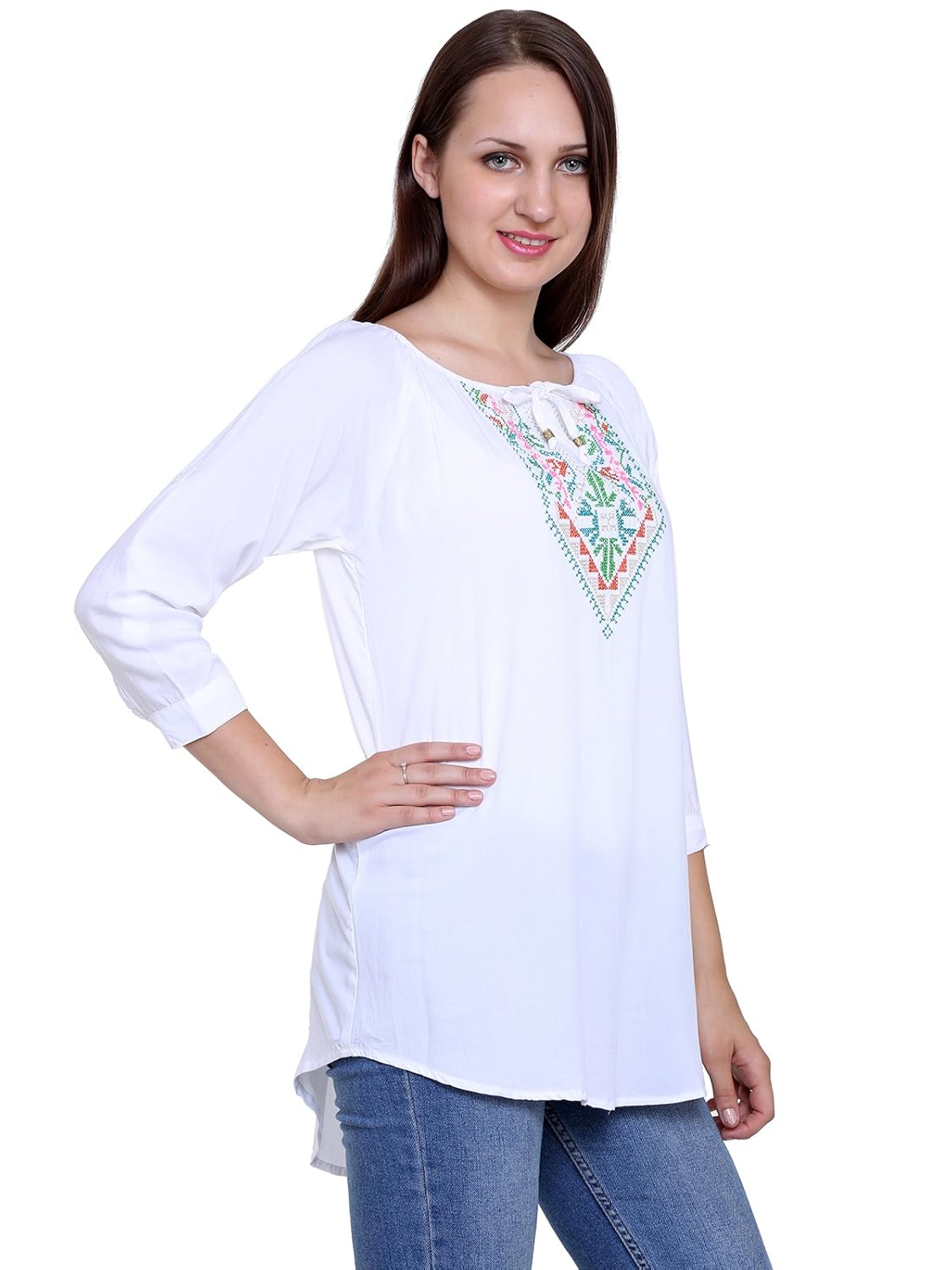 papsara white rayon women long top