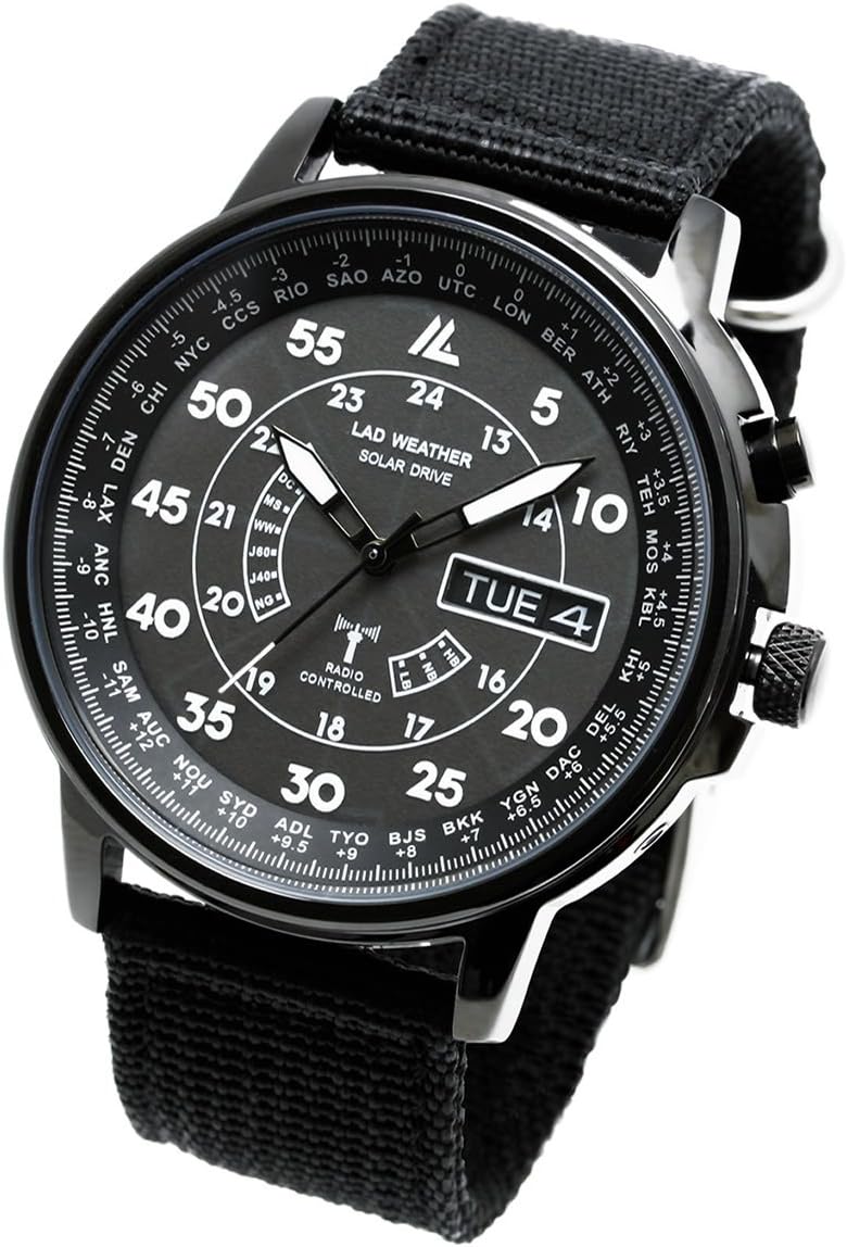 Lad Weather Radio Controlled Watch Solar Powered Perpetual Day Date Calendar Multi Timezone Military Business Travel