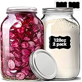 ComSaf 1 Gallon Mason Jars 2 Pcs, 128 oz Glass Jars with Lids, Flour Sugar Storage Containers, Large Glass Containers for Pic