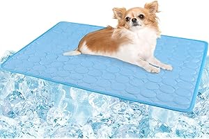 Erbine Dog Cooling Mat, Self-Cooling Ice Silk Cooling Mat for Dogs, Washable Portable & No Gel Pet Soft Pad | Grey,M